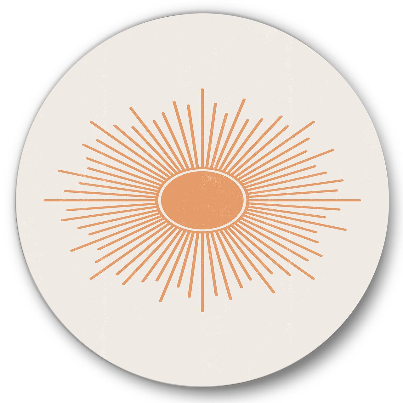 Designart - Minimalist Bright Shining Orange Sun Rays III - Modern Metal Circle Wall Art
